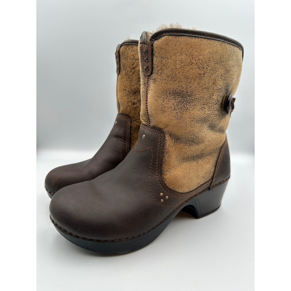Dansko Stormy Brown Leather Shearling Fleece Lined Roll Down Boots Sz 37 | 6.5-7